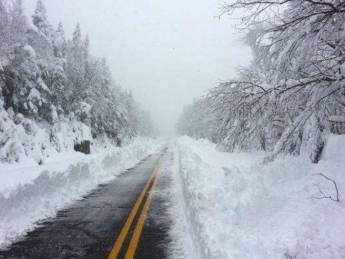 Description: Whiteface Mountain received a heavy snowfall as seen in this shot taken Sunday. The late-May storm has dropped three feet of snow on the New York ski mountain near the Vermont border.