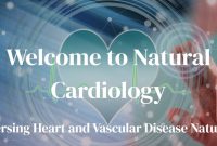 Background image with a digital heart illustration and ECG line, with a hand touching a virtual interface and the text “Welcome to Natural Cardiology – Reversing Heart and Vascular Disease Naturally.”