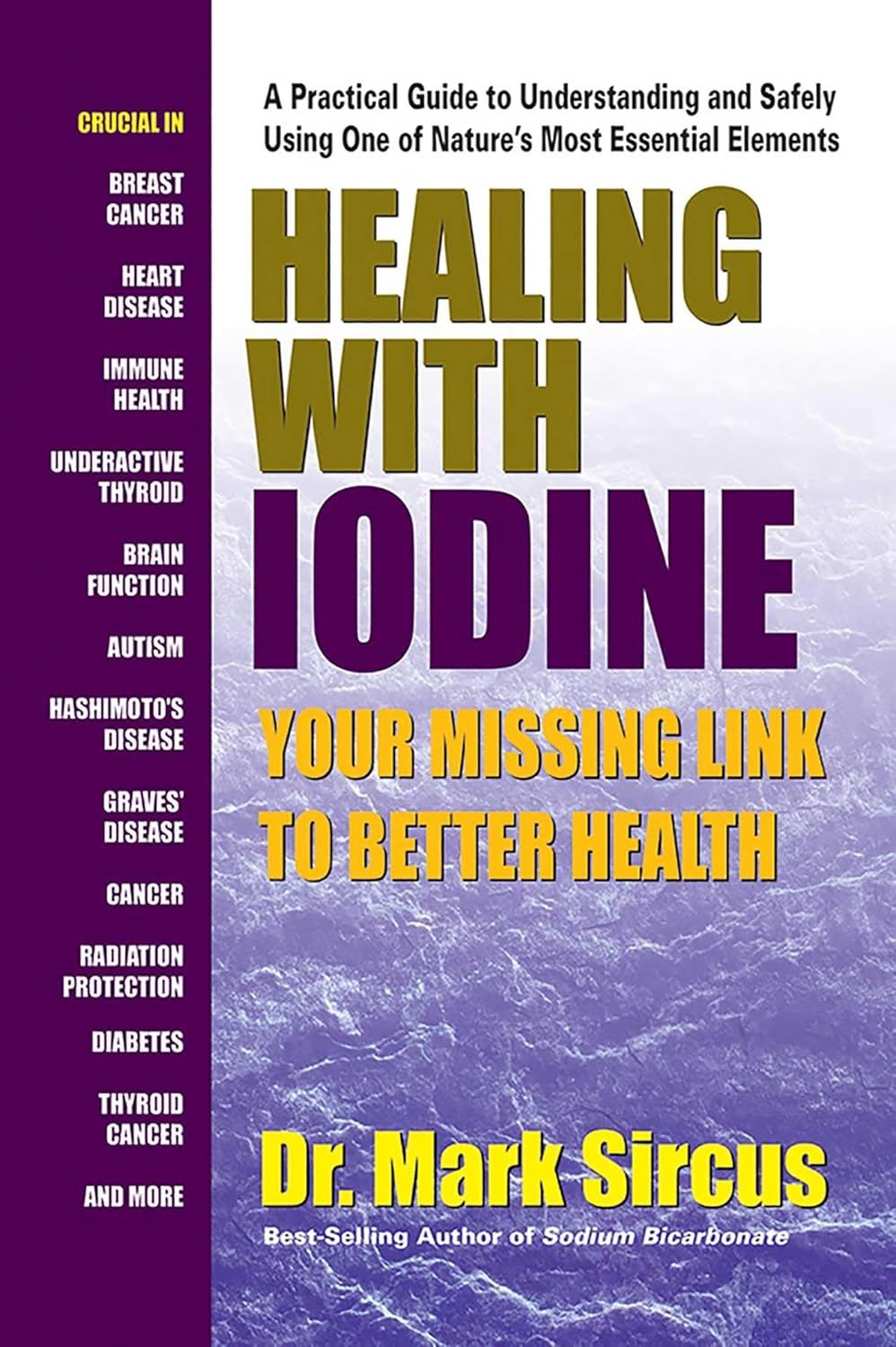Book cover of Healing with Iodine by Dr. Mark Sircus highlighting iodine’s role in thyroid health, immune function, cancer prevention, and metabolic balance.