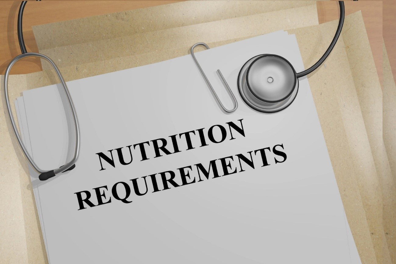 Document labeled “Nutrition Requirements” with a stethoscope placed on top.