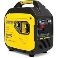 Small portable yellow inverter generator on a white background.