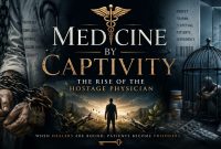 Doctor in chains symbolizing captivity within the modern medical system
