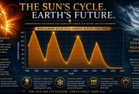 Solar cycle chart showing declining sunspot activity and future minimum