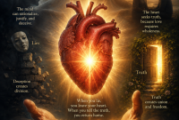 Glowing human heart symbolizing truth, love, and emotional coherence.