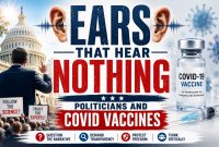 Graphic criticizing political responses to COVID vaccines with government and vaccine imagery.