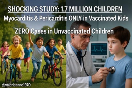 Graphic claiming myocarditis and pericarditis findings among vaccinated versus unvaccinated children.