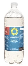 Bottle of MagBicarb magnesium bicarbonate water.
